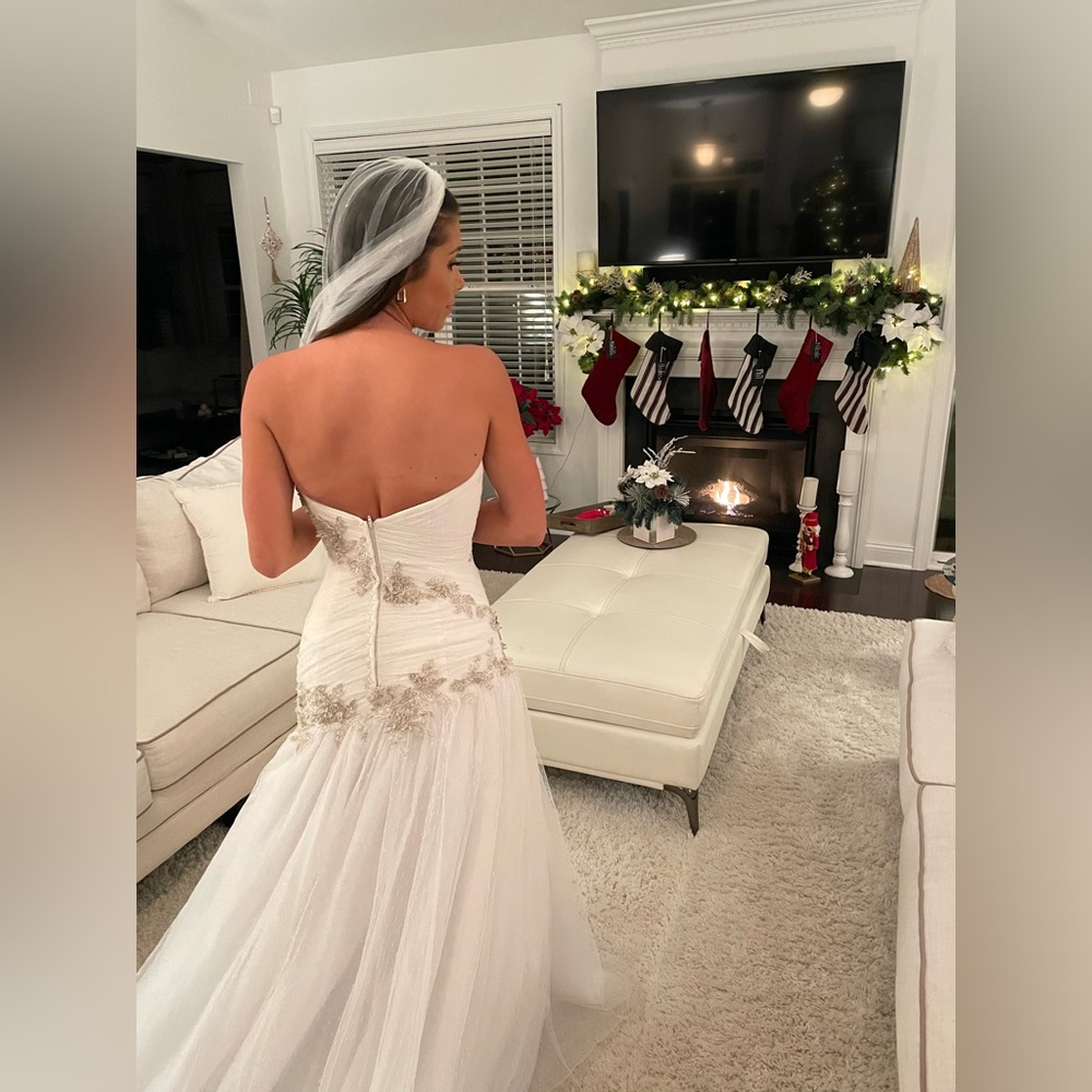 Wedding dress with silver accents